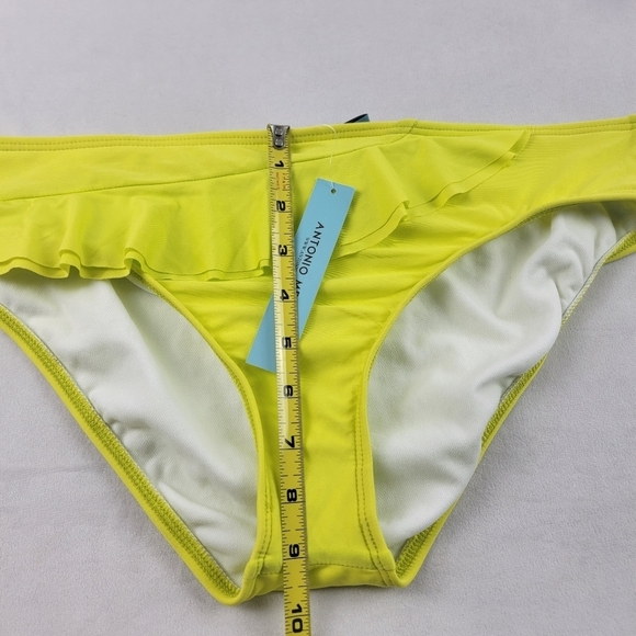 NWT Antonio Melani neon ruffle bikini bottoms in size Large - Picture 2 of 6